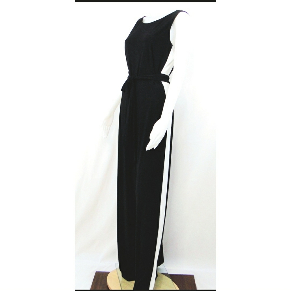 Tall "Chaps" Black and White Colorblock Beautiful Jumpsuit Sleeveless